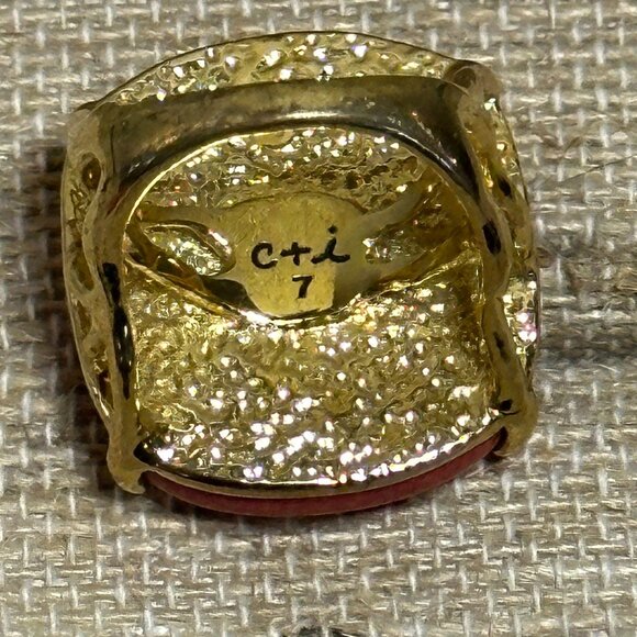 Vintage Red Coral Ring - Picture 5 of 6